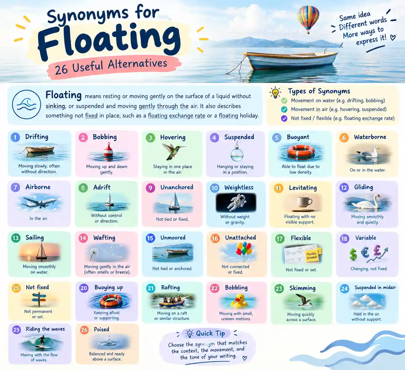 Synonyms for Floating