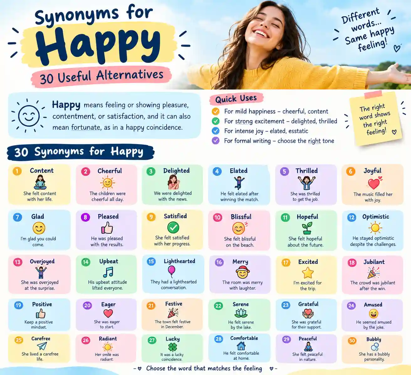 Synonyms for Happy