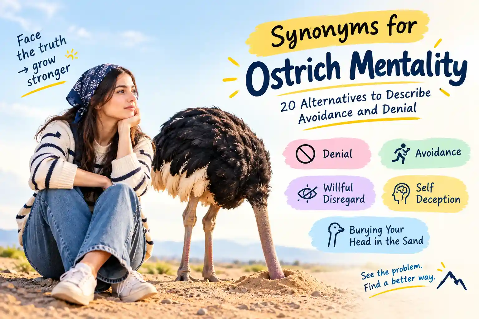 Synonyms for Ostrich Mentality